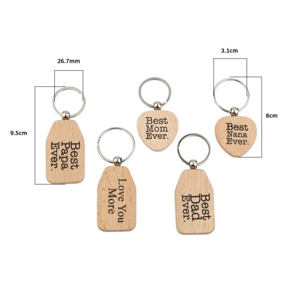 Natural Wood Heart Key Chains Affection Message Keyring Best Nana Ever Family Love Keychain For Father Mother 's Day Gifts-Arlik interiors