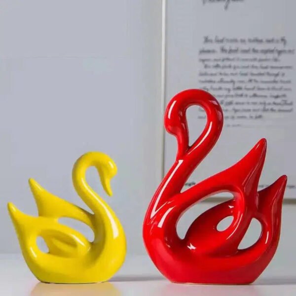 Nordic Ceramic Swans Couple White Black Red Decoration Animal Shape Porcelain Swans Ornaments Home Wine Cabinet Crafts-Arlik interiors