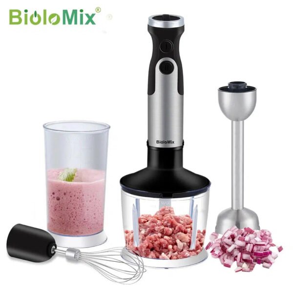 Biolomix 1200W 6-Speed 4 In 1 Hand Stick Blender Food Processor with 800ml Chopper, Whisk,600ml Beaker-Arlik interiors