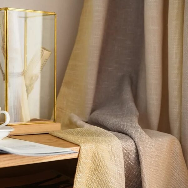 Nordic Curtains for Living Room Bedroom Beige Gradient Cotton and Linen Blended Curtains Finished Product Customization-Arlik interiors