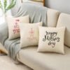 Mother's Day Linen Throw Pillowcase Home Sofa Bedroom Cushion Cover Pink Heart Gifts 40*40cm/45*45cm/50*50cm-Arlik interiors