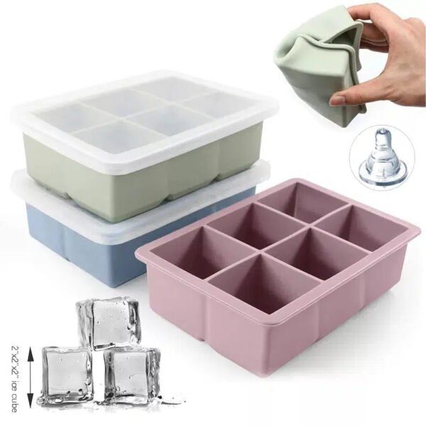 Ice Cube Mold Silicone Square Shape 2inch Large Size Ice Cube Tray Bpa Free Stackable Flexible Safe Big Ice Cube Mould Kitchen-Arlik interiors