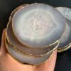 Natural Agate cup Coasters Polished Gold edge Stone crystal Coasters Agate Slices for Tabletop Protection-Arlik interiors