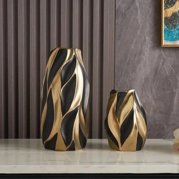 Gold Painted Ceramic Vase Home Ornament-Vase-Arlik interiors