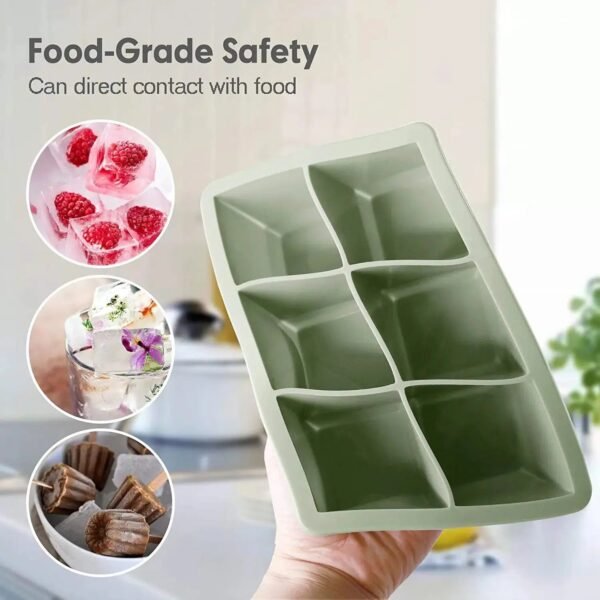 Ice Cube Mold Silicone Square Shape 2inch Large Size Ice Cube Tray Bpa Free Stackable Flexible Safe Big Ice Cube Mould Kitchen-Arlik interiors