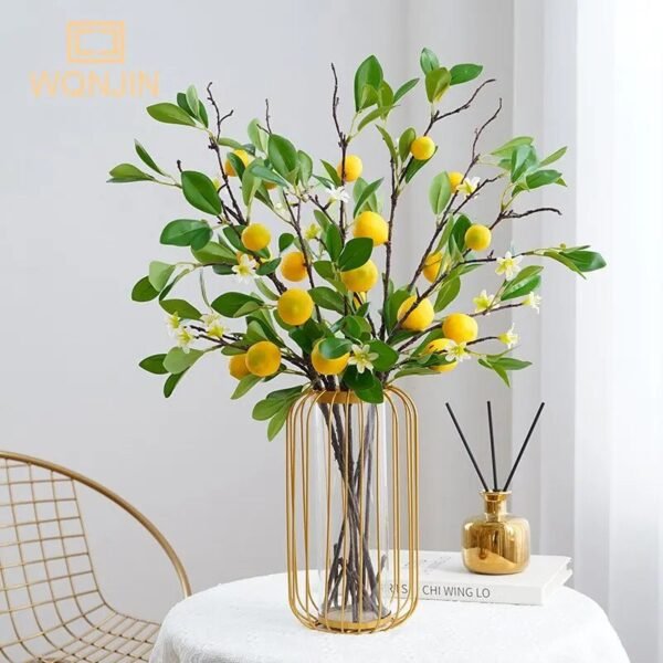 Lemon Branches With Fruit Simulation Green Plants Fresh Home Decoration Photo Props Plastic Fruit Flower Arrangement Fake Flower-Arlik interiors