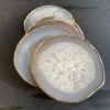 Natural Agate cup Coasters Polished Gold edge Stone crystal Coasters Agate Slices for Tabletop Protection-Arlik interiors