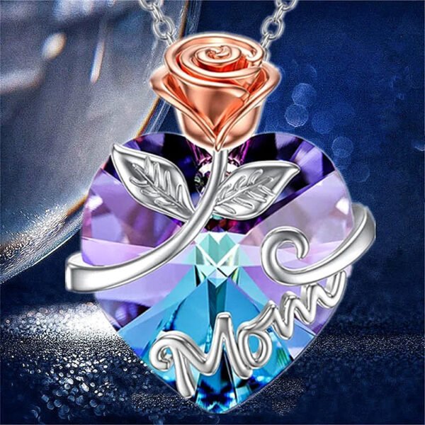 Fashion MOM Necklace Rose Heart Crystal Pendant-Necklace-Arlik interiors