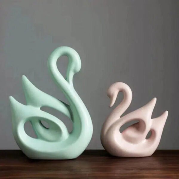 Nordic Ceramic Swans Couple White Black Red Decoration Animal Shape Porcelain Swans Ornaments Home Wine Cabinet Crafts-Arlik interiors