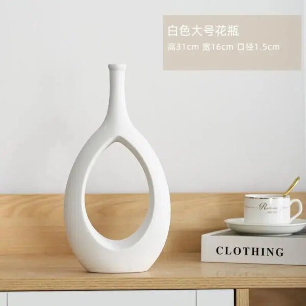 Minimalist Hollowed Out Ceramic Vase Living Room Ornaments-Vase-Arlik interiors