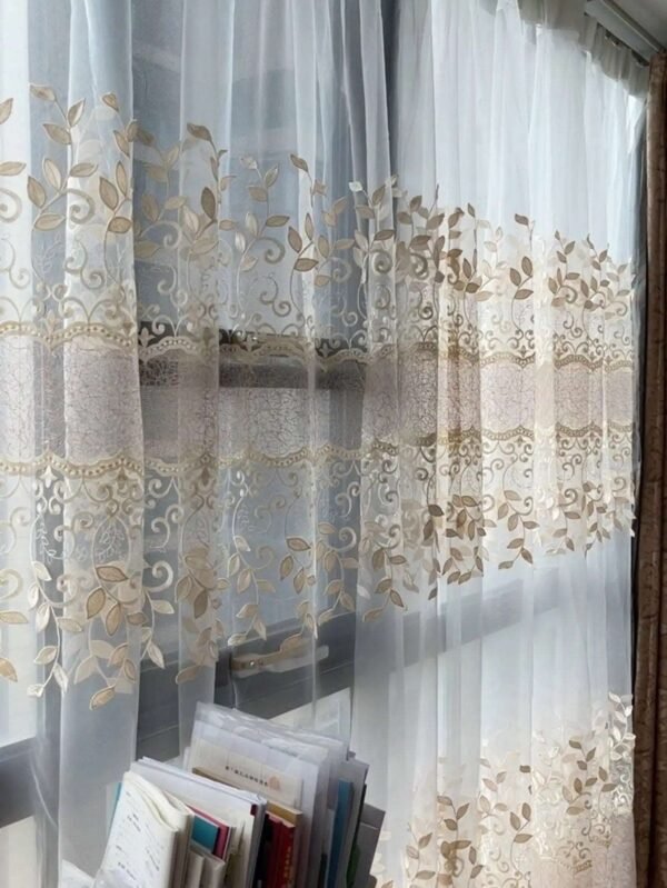 1pc Embossed Leaf High Precision Embroidered Curtains For Living Room Decor