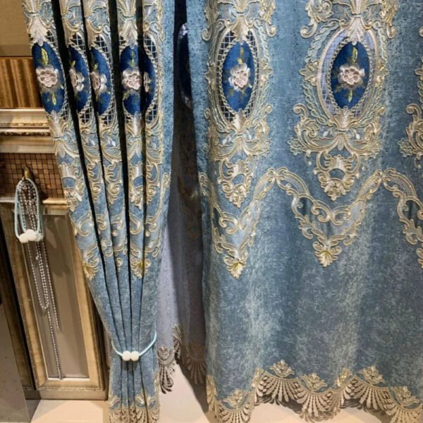 European Gray Embroidered Jacquard Curtains-Curtains-Arlik interiors