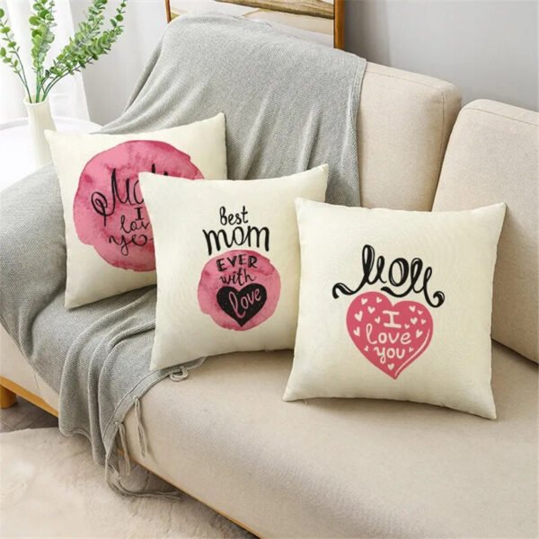 Mother's Day Linen Throw Pillowcase Home Sofa Bedroom Cushion Cover Pink Heart Gifts 40*40cm/45*45cm/50*50cm-Arlik interiors