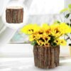 Flower Planter Pot Wooden Succulent Wood Bucket Vase-Vases-Arlik interiors