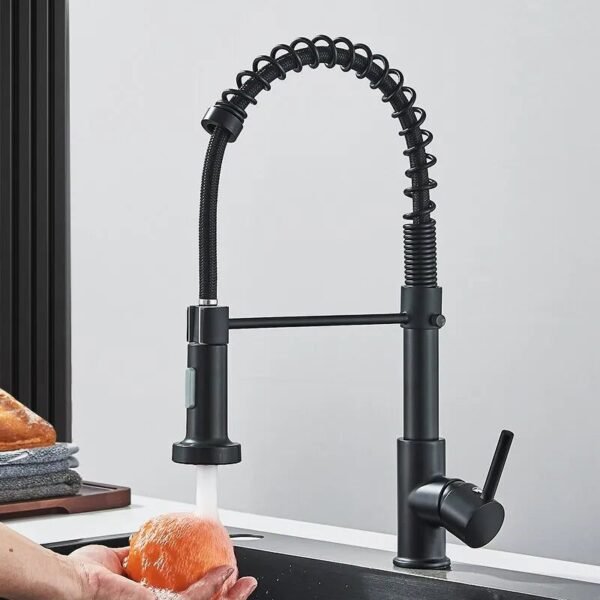 Matte Black Pull Down Kitchen Faucet-Faucet-Arlik interiors