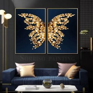 Nordic Abstract Golden Diamond Butterfly Canvas Painting Modern Wall Art Posters And Prints Pictures For Living Room Home Decor-Arlik interiors