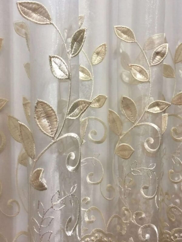 1pc Embossed Leaf High Precision Embroidered Curtains For Living Room Decor