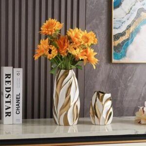 Gold Painted Ceramic Vase Home Ornament-Vase-Arlik interiors