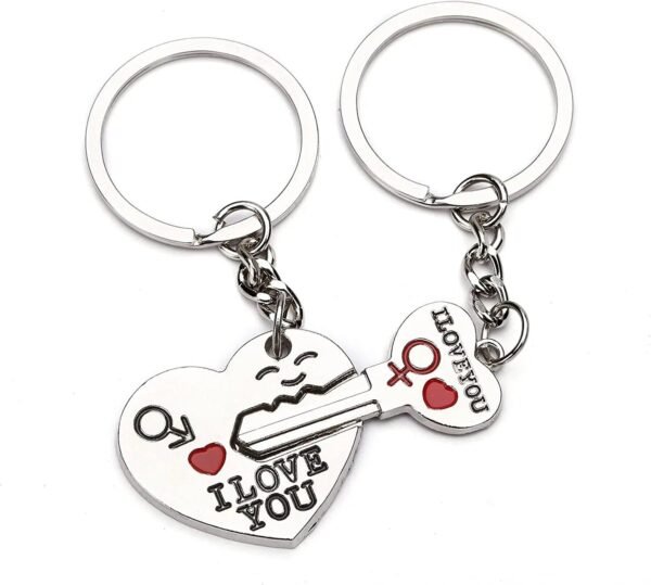 2pcs Metal Red Heart Keychains Set-Keychains-Arlik interiors