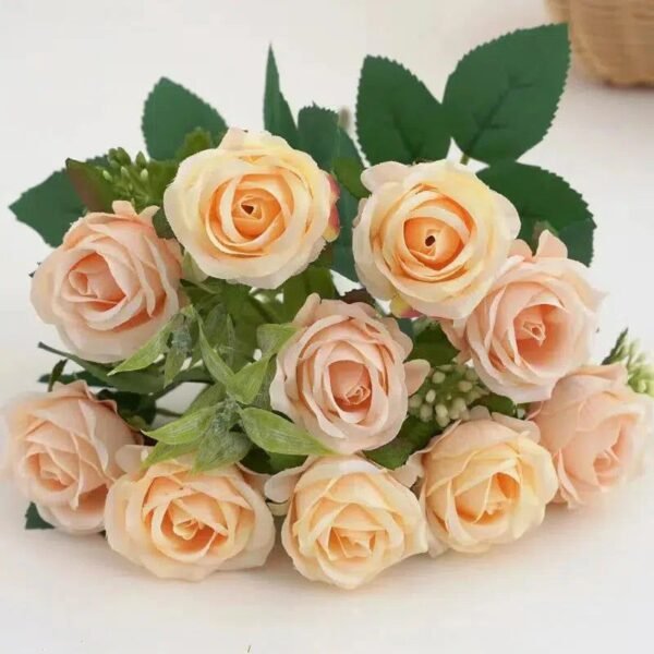 10 Heads Rose Bouquet Artificial Flowers-Artificial Flora-Arlik interiors