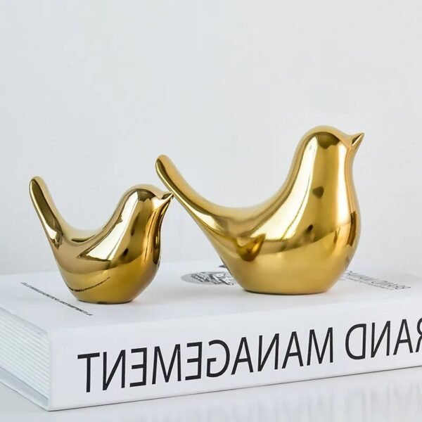 Golden Birds Figurine 4 Sizes Nordic Ceramic Gold Animal Statue jewelry Home Decoration Living Room Table Decoration-Arlik interiors