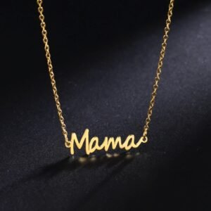 Skyrim Mama Letter Pendant Necklace for Women Stainless Steel Neck Chain Choker Trendy Family Jewelry Mother's Day Gift for Mom-Arlik interiors